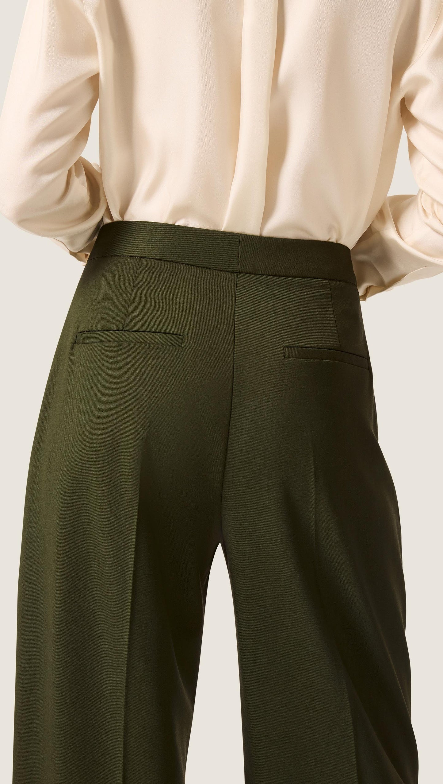 Wide Leg Trouser in Seasonless Wool | Olive