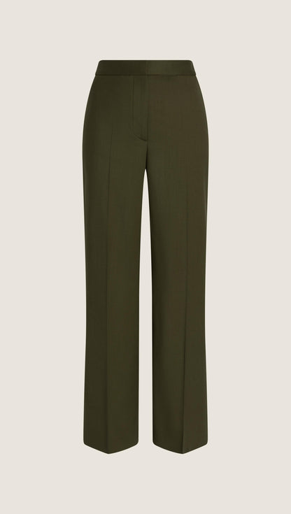 Wide Leg Trouser in Seasonless Wool | Olive