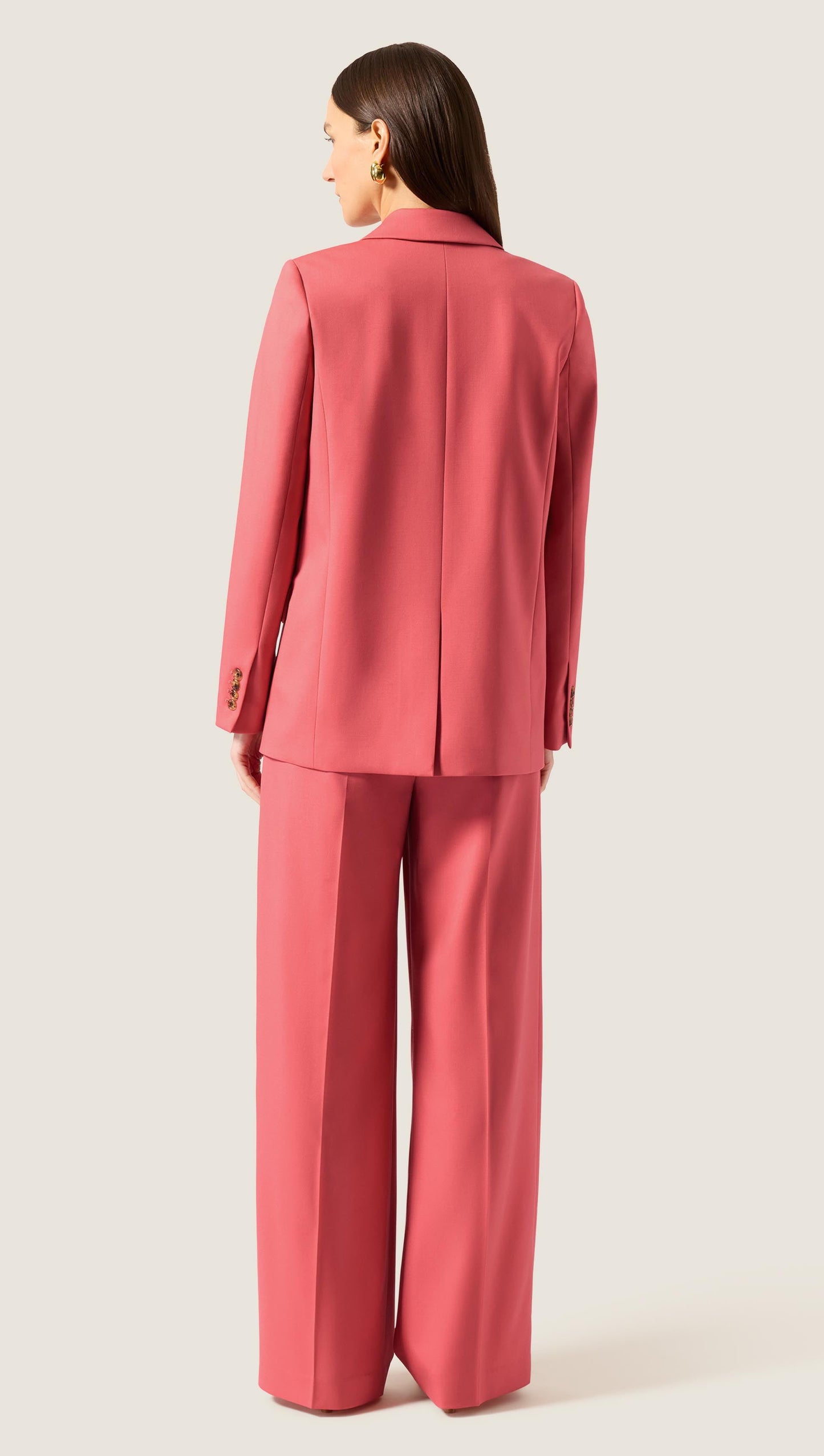 Peak Lapel Blazer in Seasonless Wool | Coral Pink