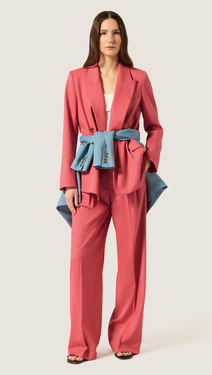 Peak Lapel Blazer in Seasonless Wool | Coral Pink