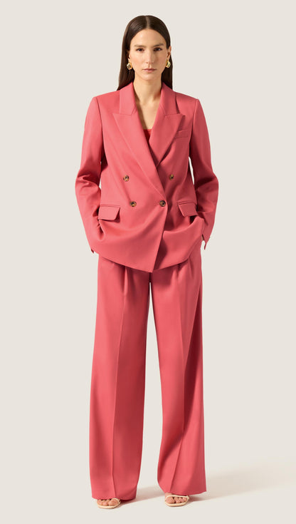 Peak Lapel Blazer in Seasonless Wool | Coral Pink