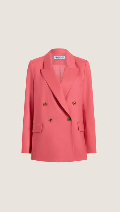 Peak Lapel Blazer in Seasonless Wool | Coral Pink