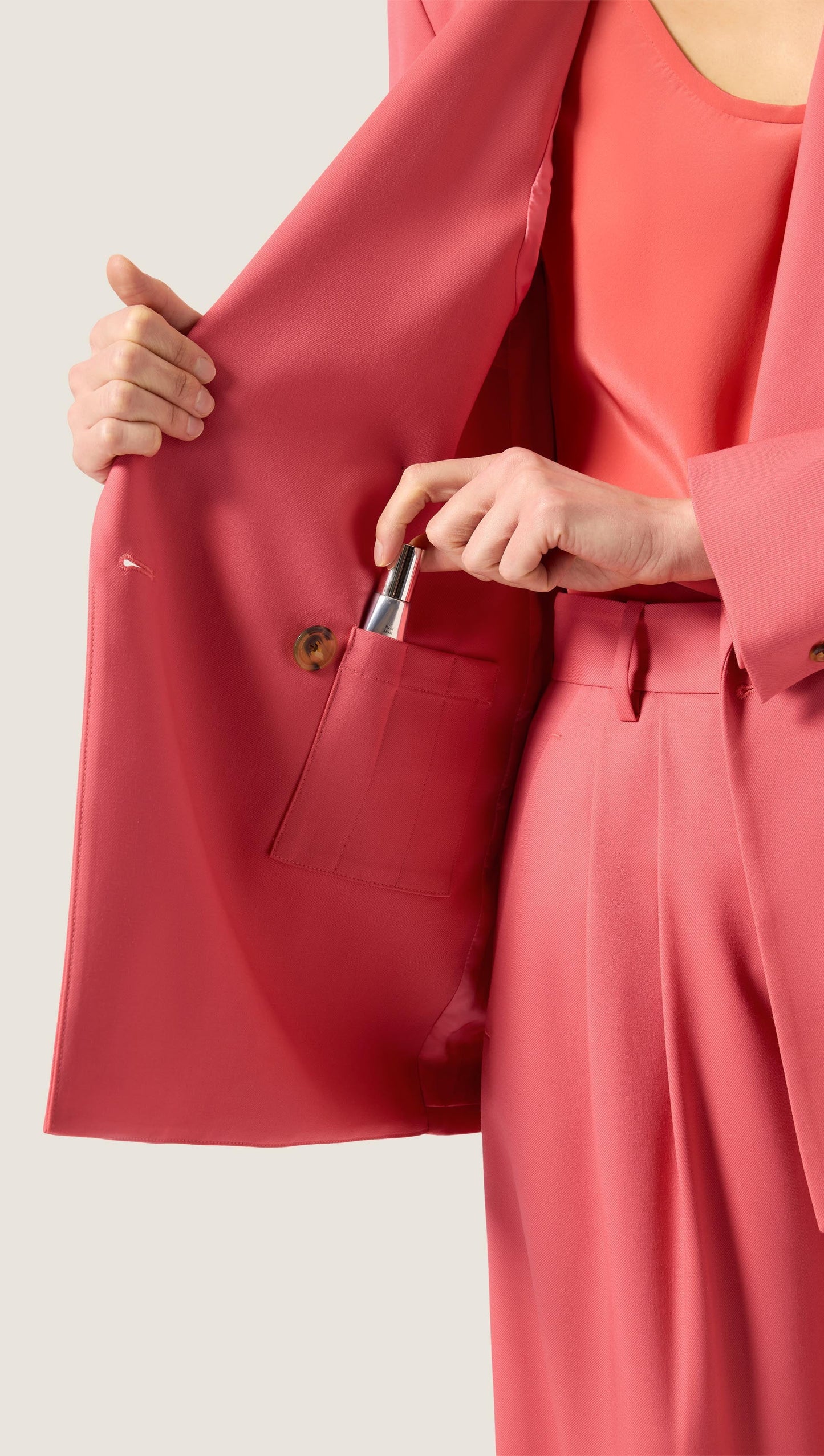 Peak Lapel Blazer in Seasonless Wool | Coral Pink
