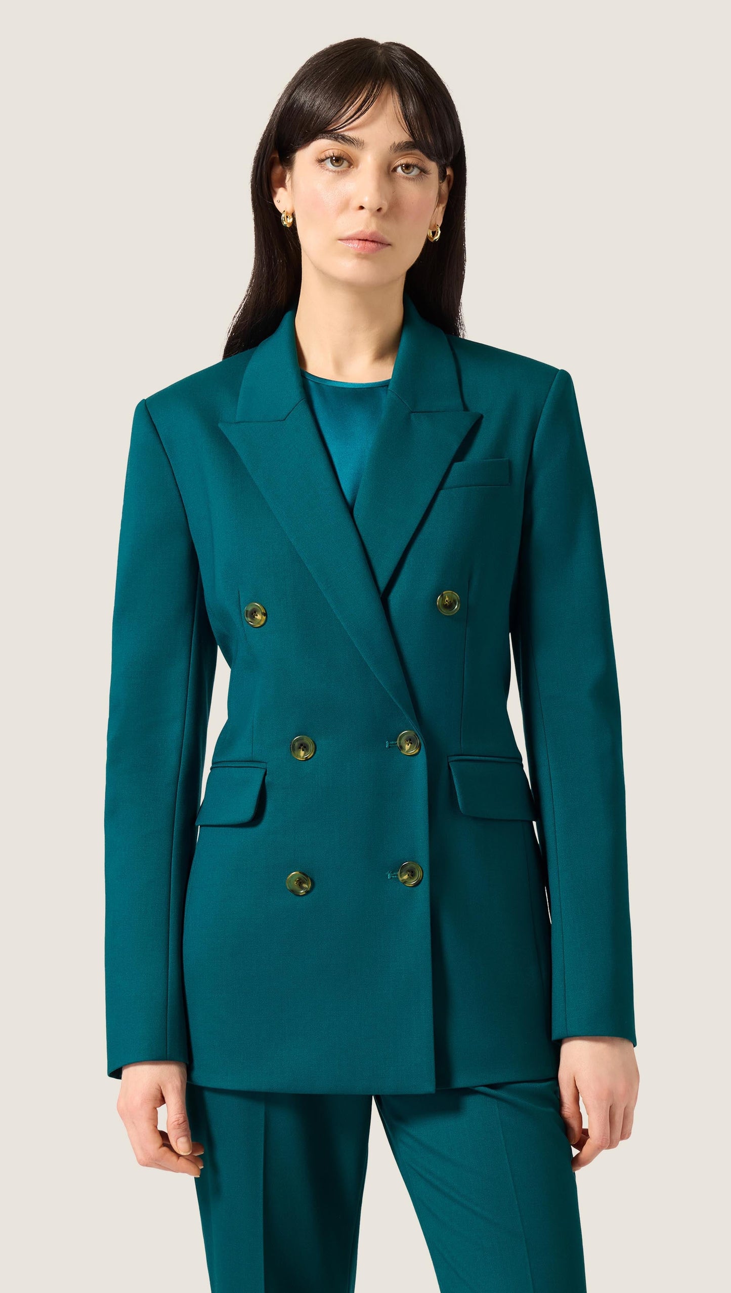 Double-Breasted Blazer in Seasonless Wool | Deep Teal