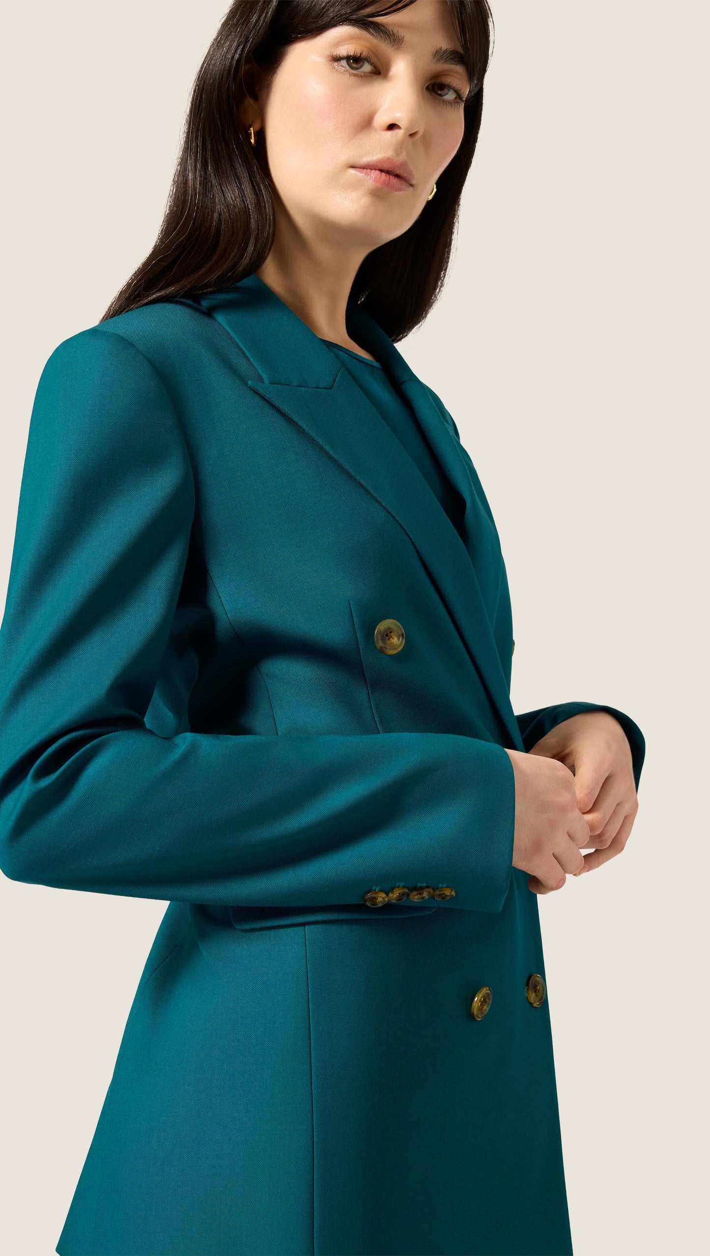 Double-Breasted Blazer in Seasonless Wool | Deep Teal