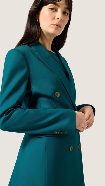 Double-Breasted Blazer in Seasonless Wool | Deep Teal