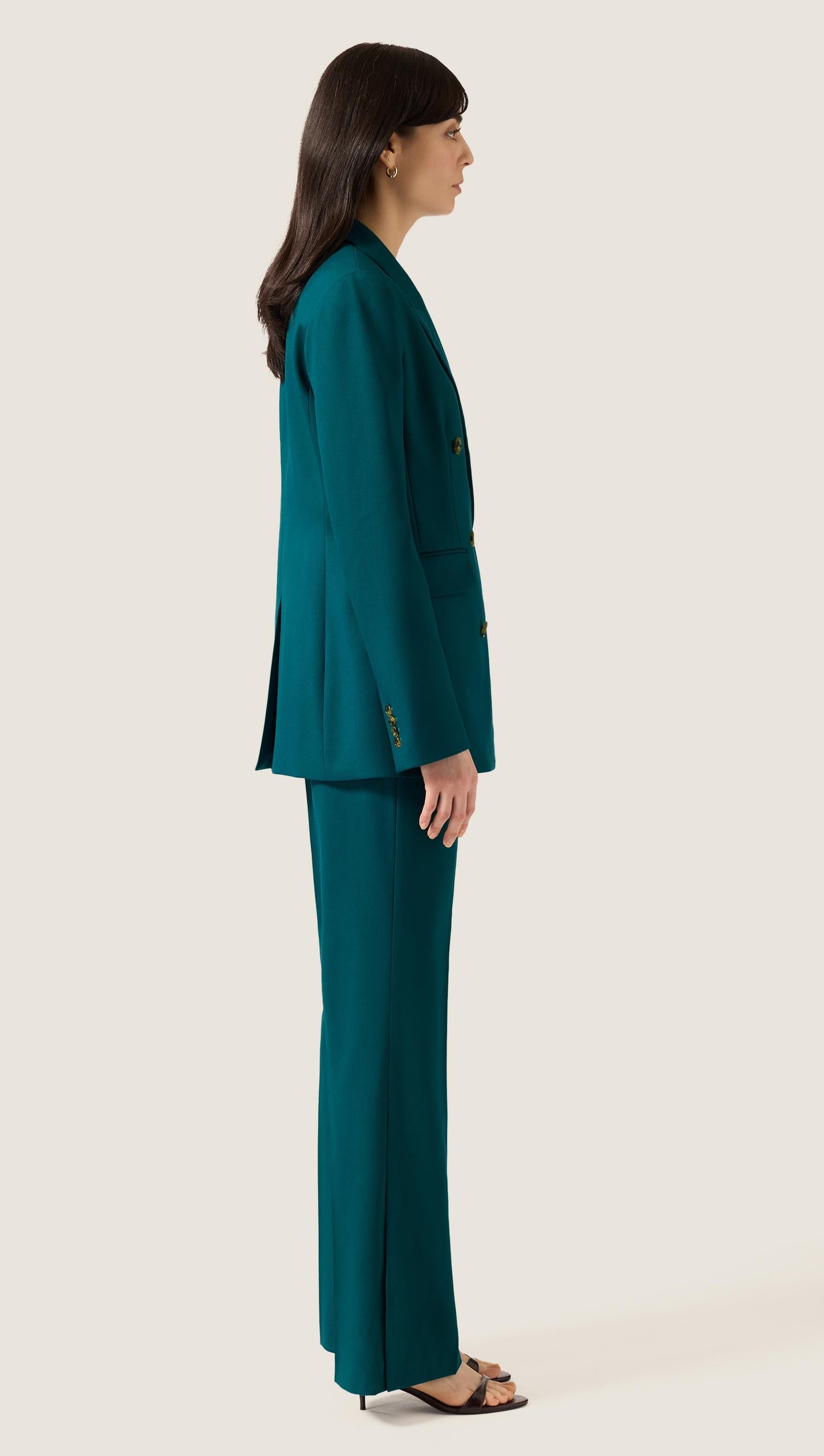 Double-Breasted Blazer in Seasonless Wool | Deep Teal