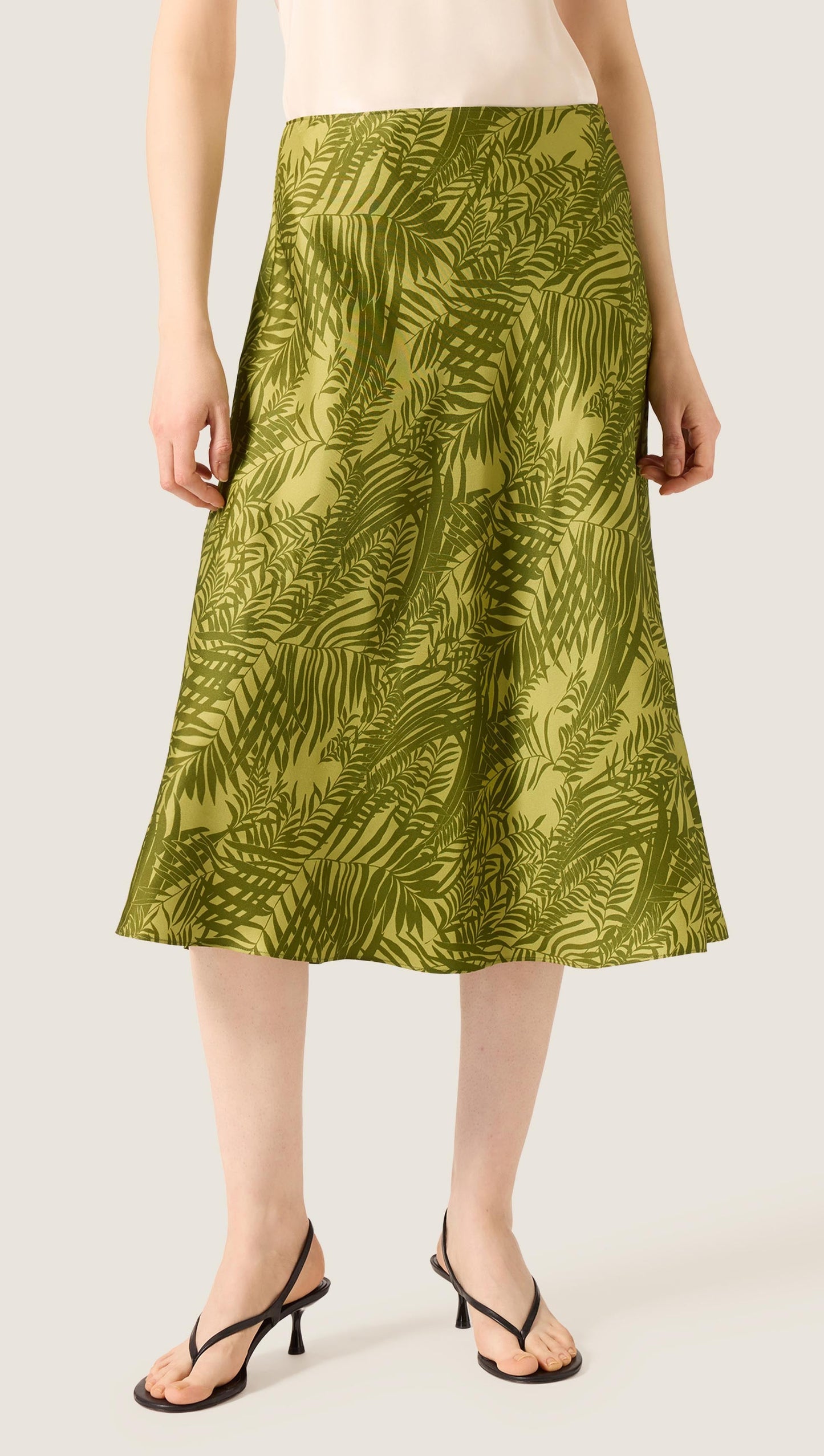 Bias Midi Skirt in Silk Twill | Green Fern