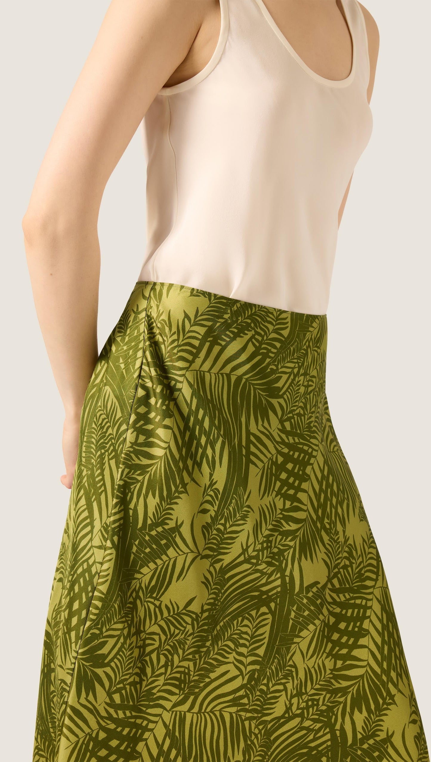 Bias Midi Skirt in Silk Twill | Green Fern