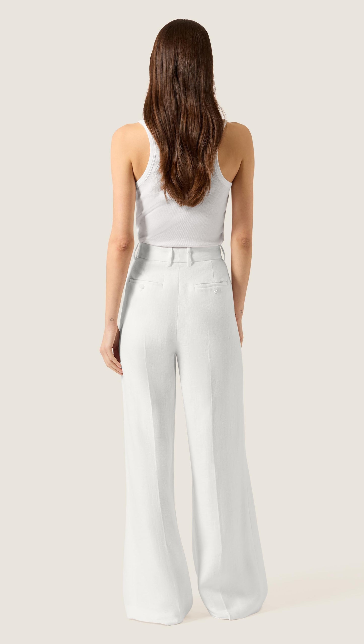 Single Pleat Trouser in Viscose Linen | Ivory