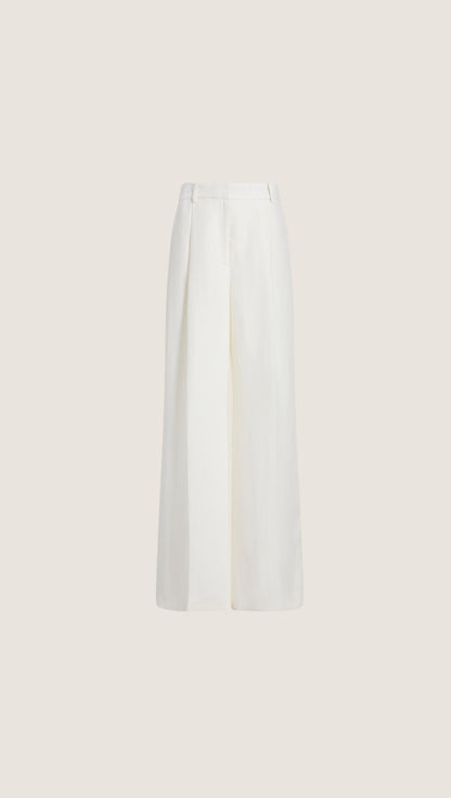Single Pleat Trouser in Viscose Linen | Ivory
