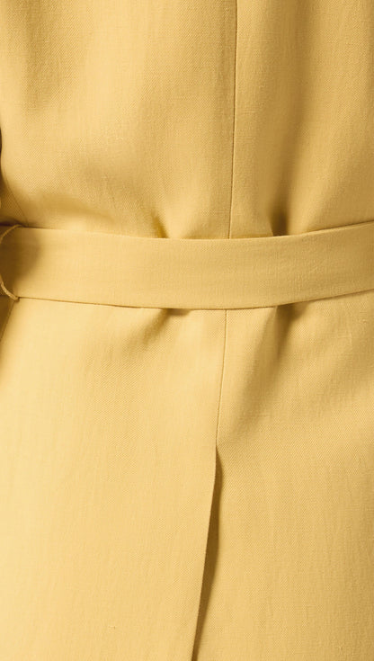 Belted Double-Breasted Blazer in Viscose Linen | Sunflower