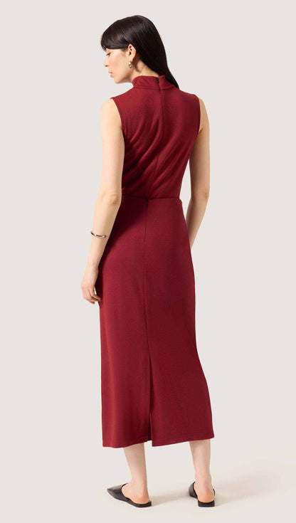 Slim Skirt in Wool Jersey | Maroon