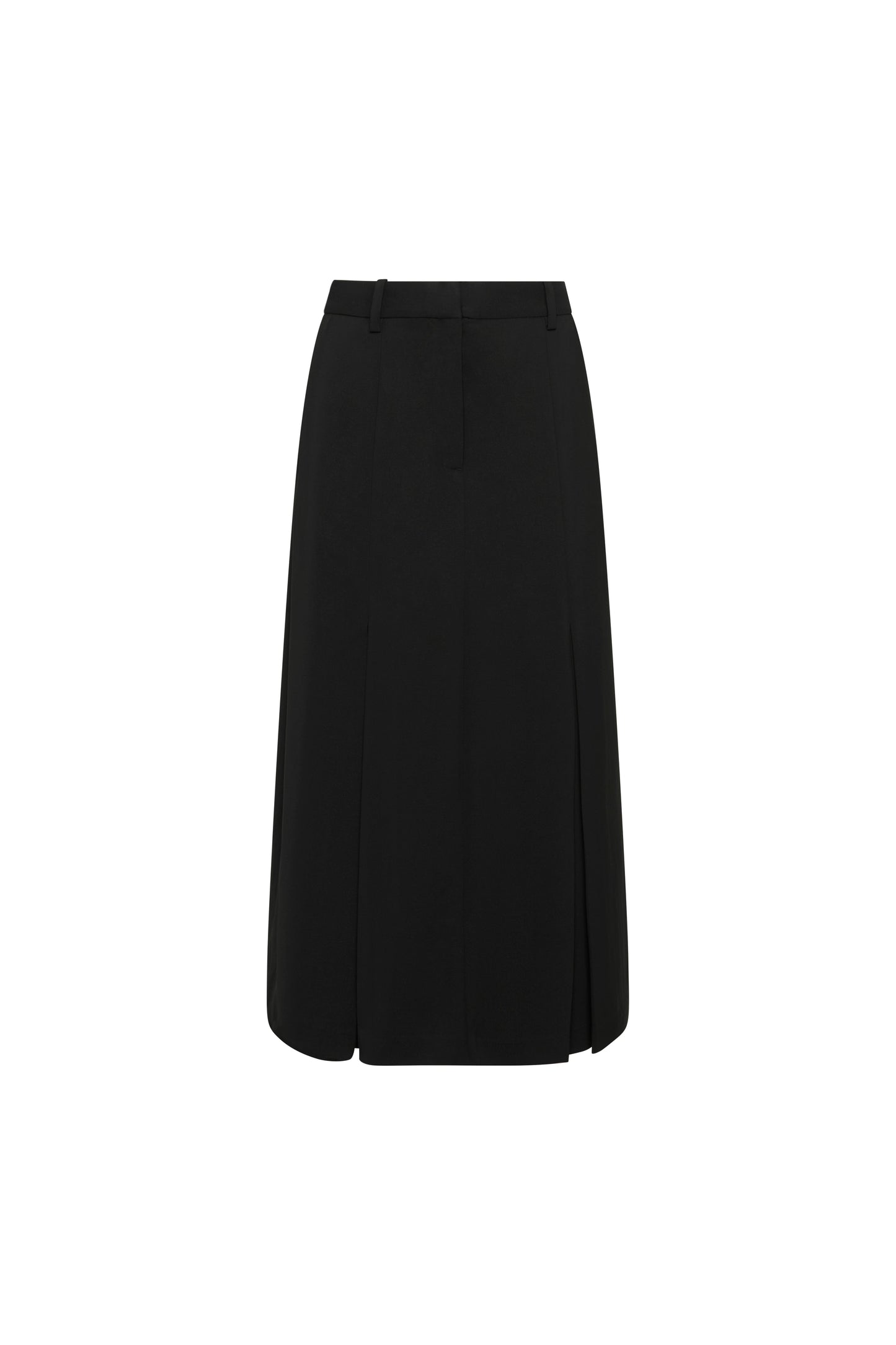 Godet Skirt in Stretch Crepe | Black