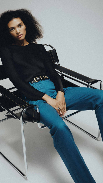 Straight Leg Trouser in Seasonless Wool | Ocean