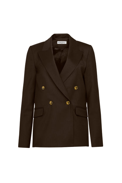 Peak Lapel Blazer in Seasonless Wool | Espresso