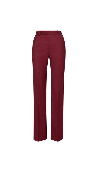 Straight Leg Trouser in Seasonless Wool | Burgundy