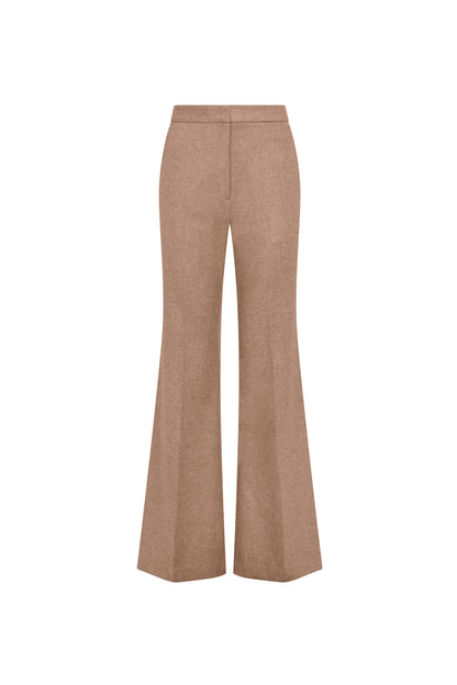 Tailored Flare Trouser in Double-Faced Wool | Oat