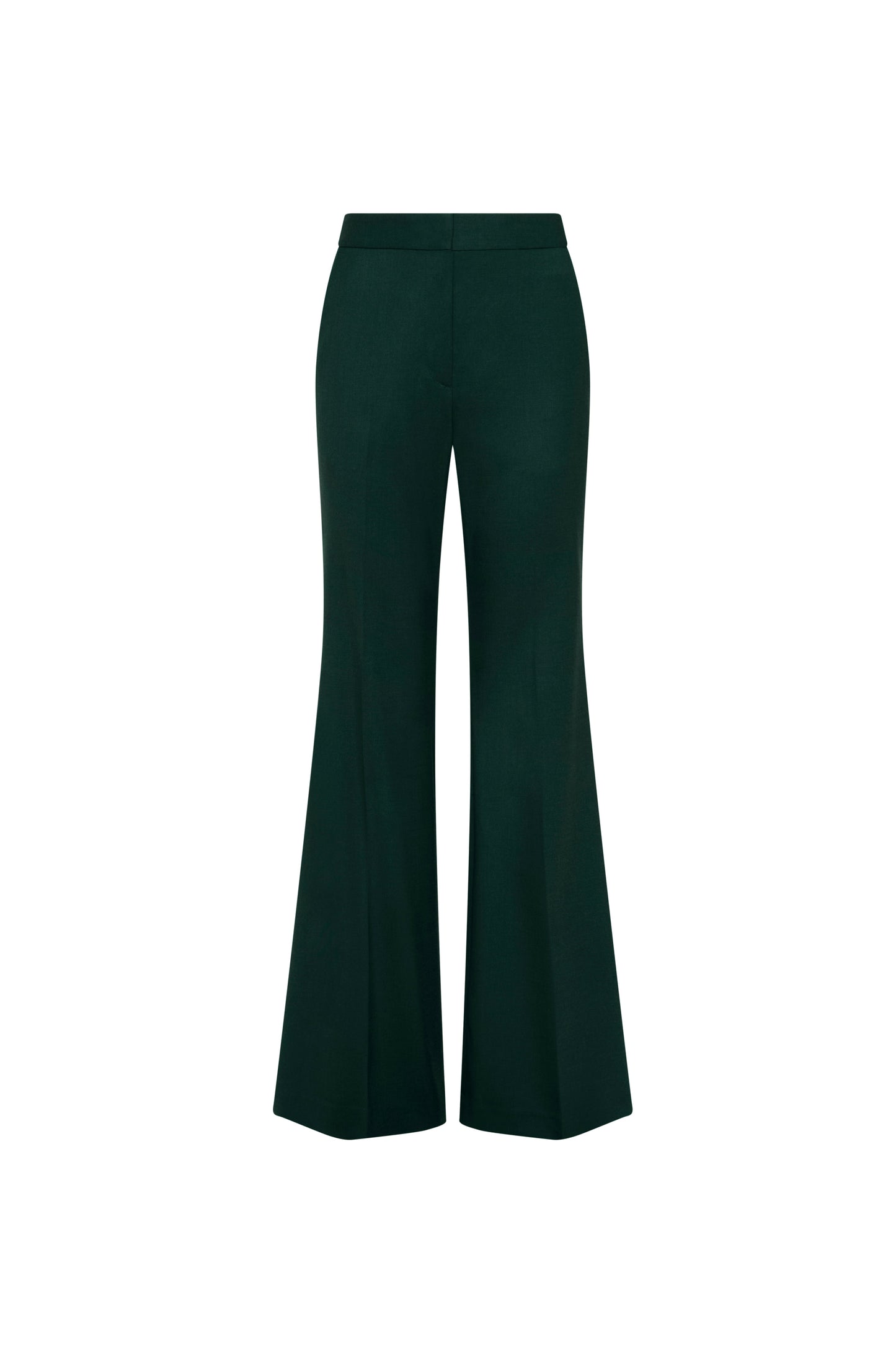 Tailored Flare Trouser in Seasonless Wool | Deep Forest