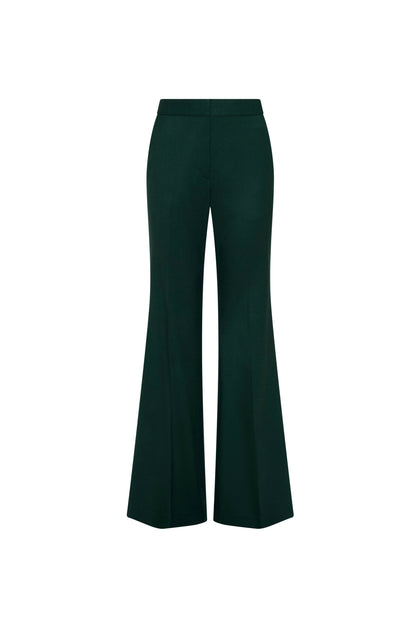 Tailored Flare Trouser in Seasonless Wool | Deep Forest