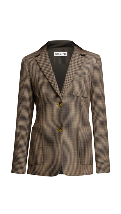 Weekend Blazer in Wool | Brown Houndstooth