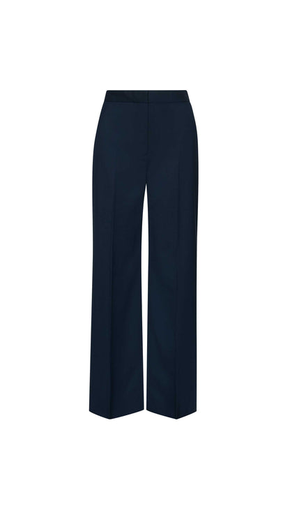 Wide Leg Trouser in Seasonless Wool | Navy